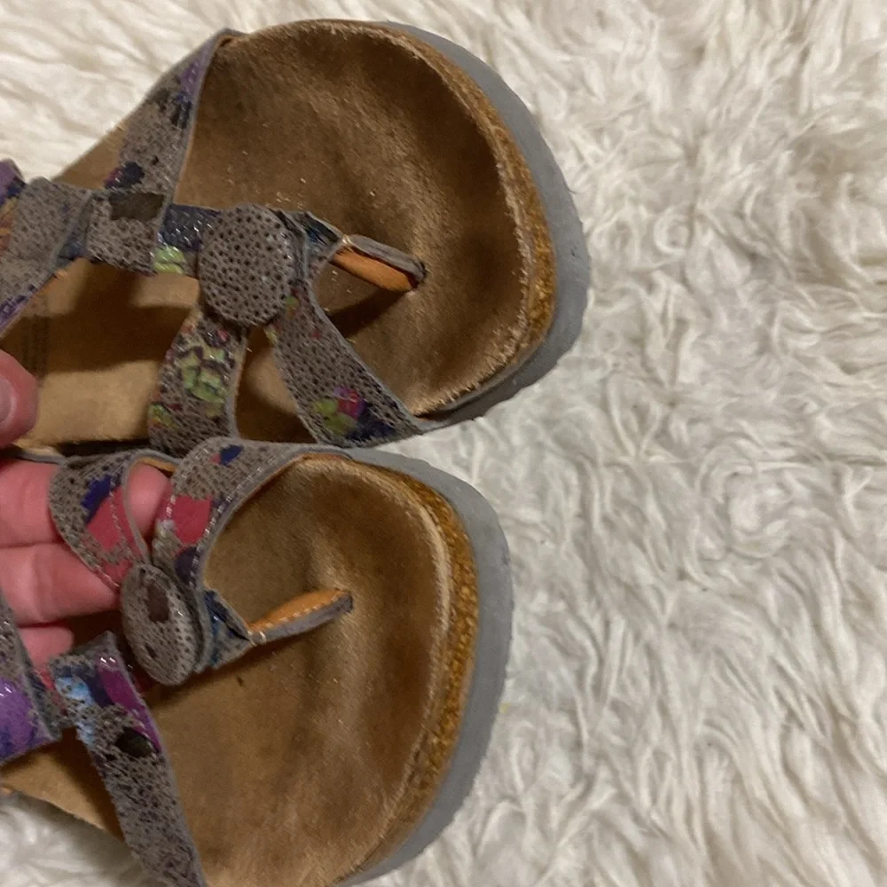THINK!‎ Julia Women's Leather Cork Thong Sandal Multicolor Size EUR 37 US 6